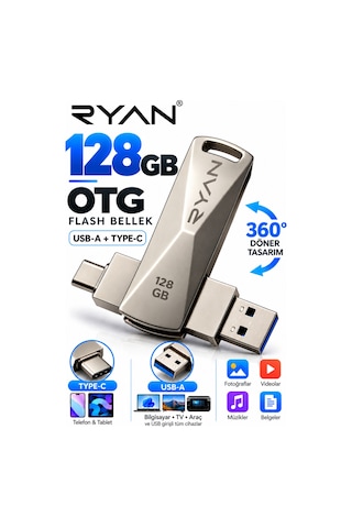 128 Gb Otg Flash Bellek Type-c Otg Flash Usb Data Bellek