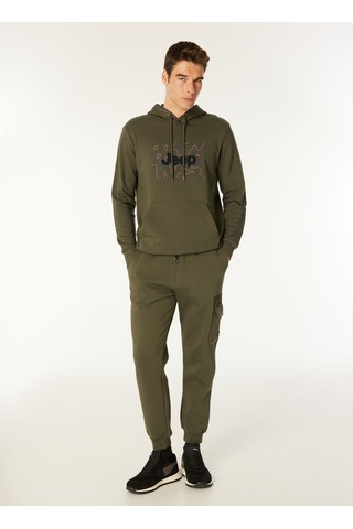 Jeep Haki Erkek Kapüşon Relaxed Baskılı Sweatshirt C4wm-swt4214