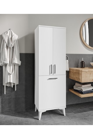 Rosepal Mobilya Aria Kirli Sepetli Banyo Dolabı Beyaz