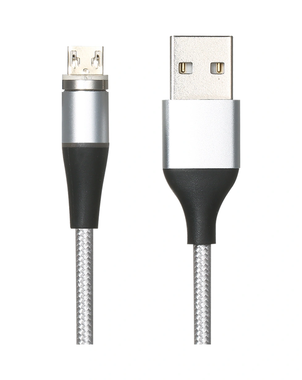 Geeroyoo 2 M Uzunlukta Micro Usb Arayüzlü 2.4a Hızlı Şarj Magnetik Kablosu - Toz Tıkacı Fonksiyonu - Gümüş Renk