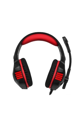 Hombey V3 Kablolu Oyun Kulaklığı 50mm Hoparlör Otomatik Gürültü Engelleme Ayarlanabilir Mikrofon Usb+3.5mm Siyah-kırmızı