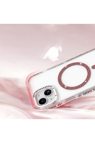 Maks Technology iPhone Uyumlu 14 Kılıf M-safe Şarj Özellikli Mkst Tera Silikon Kapak - Mürdüm