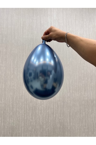 10 Lu Krom Mavi Balon 12 İnç, Ayna Efektli Metalik Parti Balonu