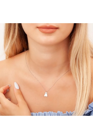 Hayalet Kolye, Gold Minimalist Hayalet Figürlü Kolye, Sevimli Halloween Takısı, Kadınlara Özel Gümüş