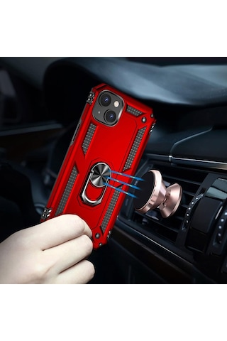 Apple Uyumlu iPhone 15 Kılıf Yüzüklü Zırh Tank Vega