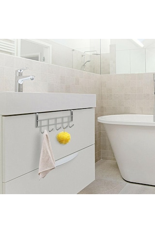 Jms 1 Adet Kapı Üstü Kanca Askı Organizatör Ceket Havlu Bornoz 5 Kanca Çelik