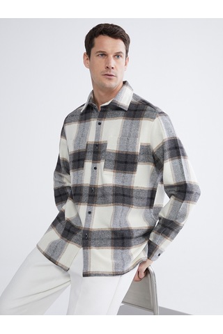 Lcwaıkıkı Classic Bej Loose Fit Ekose Erkek Gömlek