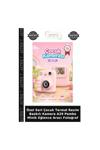 Özel Seri Çocuk Termal Resim Baskılı Kamera A29 Pembe Minik Eğlence Aracı Fotoğraf