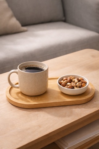 Oval Sunum Tepsisi Bambu Organizer Ve Yağdanlık Altlığı Yemek Tabağı 22,5 Cm Bambu