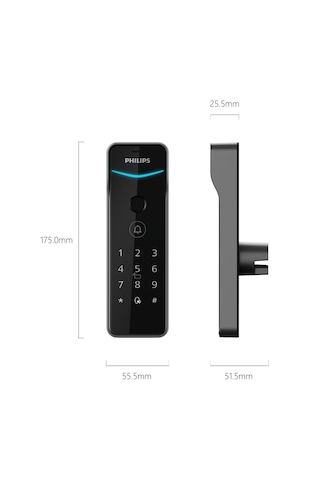 Philips Akıllı Kilit Ddl505-5hbs, Suya Ve Sıkaklığa Dayanıklı Siyah