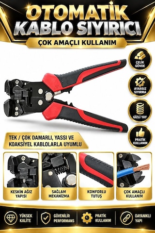 Otomatik Kablo Sıyırma Pensesi 150 Mm Elektrikçi Kablo Soyma Alet