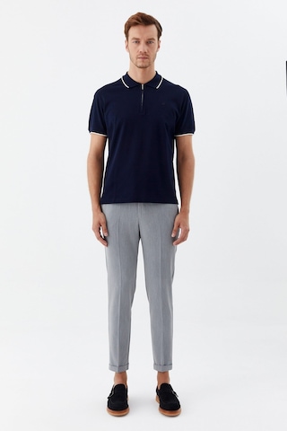 Sabri Özel Lacivert Regular Fit %100 Pamuk Fermuarlı Polo Yaka T-shirt