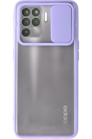 Uryport Oppo Reno 5 Lite Kılıf Palm Buzlu Kamera Sürgülü Silikon - Lila