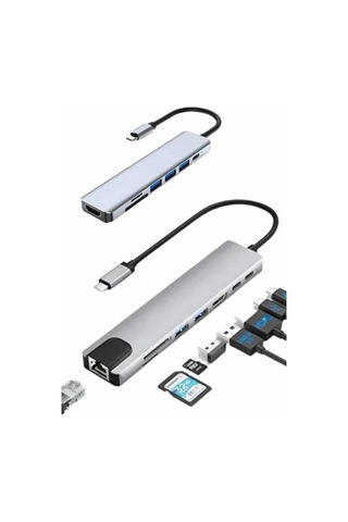 Type-c Çoklayıcı 8 Portlu Apple Macbook Uyumlu Tf Sd Kart Dönüştürücü 0