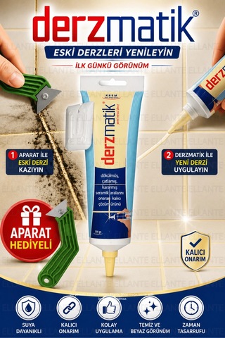 Krem Derz Dolgu 300 Gr Seramik Fayans Derz Yenileme Tamir Dolgusu + Derz Kazıma Aparatı Hediyeli