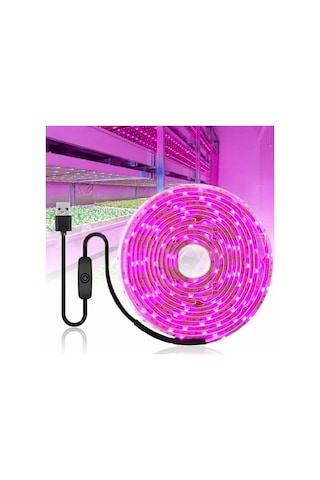Plentiful Ev Bitkileri İçin Tam Spektrum Grow Led Şerit Usb 2m Pembe
