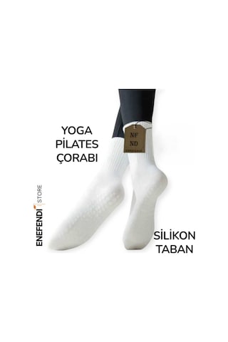 Yoga Pilates Kaymaz Tabanlı Pamuklu Soket Çorap Beyaz Havlulu Spor ,tenis & Tavaf Çorabı 36-40 beyaz