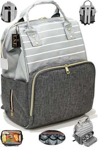 Bebek Bakım Çantası Gold Fermuarlı Sırt Çantası Açık Gri