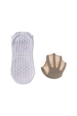 Springsun Kadınlar İçin Silikon Anti Kayma Yoga Pilates Çorapları - Nem Absorbing Nefesli Kumaş - Spor Dans Fitness - Mor - 34-40 Numara - 1 Çift Mor