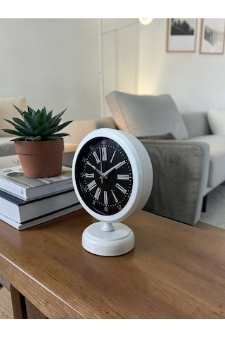 Büro Ev Ofis Hediyesi İçin 20x25cm Beyaz Kontrast Tasarım Metal Masa Saati Diğer