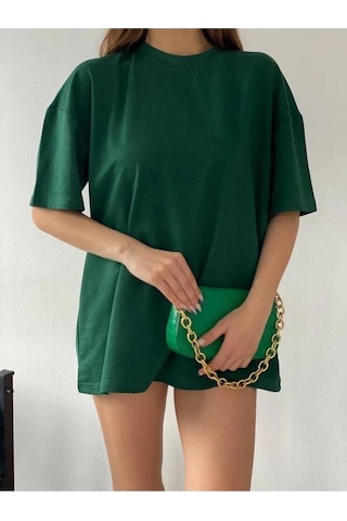 Unisex Zümrüt Yeşili Oversize T-shirt - Oversize Zümrüt Yeşili