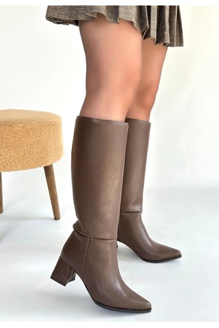 Biçomi Roksa Acı Kahvei Cilt Topuklu Çizme Çok Renkli