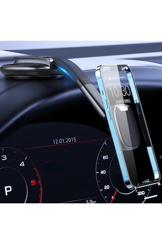 Folinda Araç Telefon Tutucu Manyetik Sıkıcı Esnek Kollu Sabit Konum Sağlama Evrensel 4.7-7.2 İnç Siyah-gri Diğer