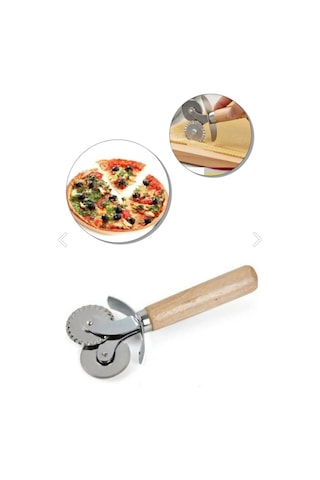Ahşap Saplı Hamur Ve Pizza Kesme Ruleti Çift Başlıklı Ahşap