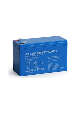 Blue Battery 12 Volt 7 Amper Bakımsız Kuru Akü Ups Aküsü