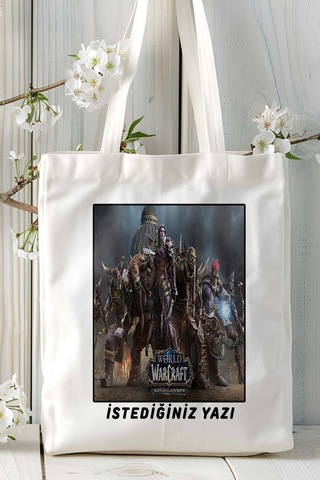 Art Hediye World Of Warcraft Oyun Baskılı Omuz Çanta Kişiye Özel Model 1 Çok Renkli