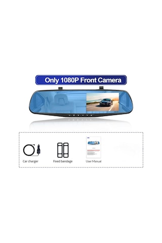E-aec Dashcam Araba Dvr 4.3 Inç Ayna Fhd 1080p Kamera Çift Lens Dvr Dikiz A08 None