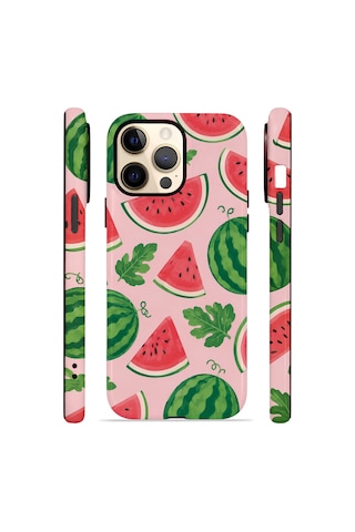 Apple iPhone Uyumlu 14 Pro Max Vorian Çift Katmanlı Magsafe Kılıf Watermelon Garden Party