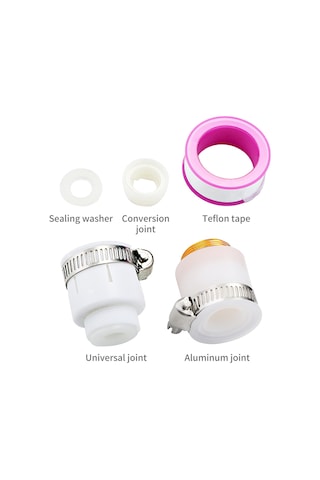 Kangvka Mutfak Ve Banyo Fuarası Uyumlu 5 Parça Fiş Seti: Dichtleyici Yastık, Dönüştürücü Bağlantı, Teflon Bandı, Evrensel Ve Alüminyum Bağlantılar