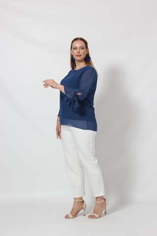 Moda Berray 3119i İndigo Kolu Valon ve Bağcık Detaylı Bluz Açık Haki