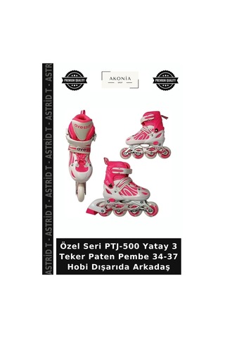 Özel Seri Ptj-500 Yatay 3 Teker Paten Pembe 34-37 Hobi Dışarıda Arkadaş
