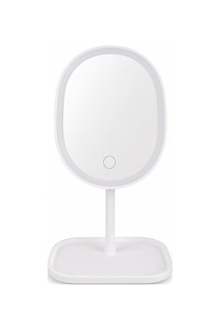 Humas Led Işıklı Masaüstü Makyaj Aynası, Dokunmatik Kontrollü, 3 Işık Modlu, Parlaklık Ayarlı, Usb Şarjlı, Tepsili Masa Aynası Beyaz
