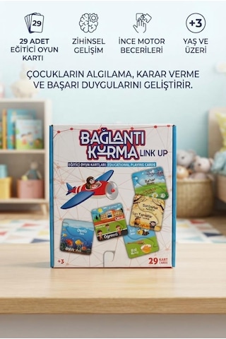 Bağlantı Kurma Link Up Eğitici Oyun Kartları - 29 Parça Zeka Ve Mantık Eğitici Kutu Oyunu