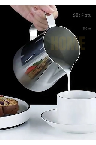 Süt Potu Paslanmaz Süt Köpürtme Sürahisi Çelik Pitcher 350 Ml