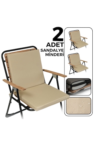 Xpermate 2'li Arkalıklı Sandalye Minderi Fermuarlı 40x40 Bej