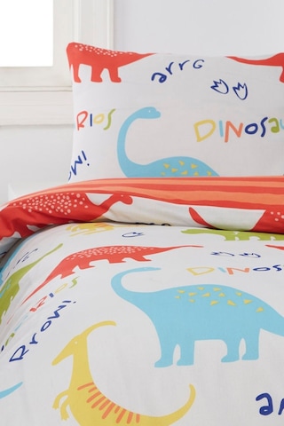 Enlora Home Junior Nevresim Seti Tek Kişilik Dinazorus Beyaz