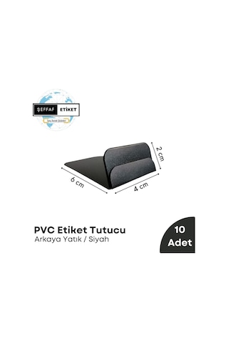 10 Adet Pvc Siyah Etiketlik Stand Arkaya Yatık, Etiket Tutucu