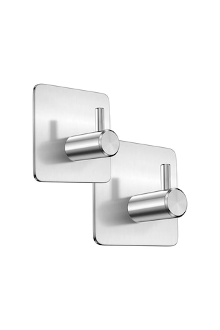 2 Adet Paslanmaz Çelik Inox Banyo Askısı / Bornoz Askısı / Havlu Gümüş