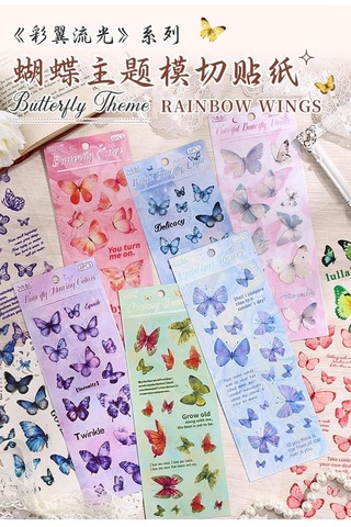 Lexroo Craft 6 Sayfa 118 Adet Şeffaf Kelebek Sticker Bullet Journal Scrapbook Laptop Ajanda