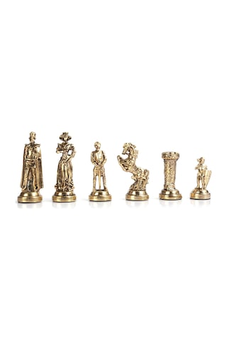 Gifthome Orta Boy Metal İngiliz Satranç Takımı Parlak Ve Rustik Desenli Sandıklı Mdf Tahtası 36x36x6 Cm.