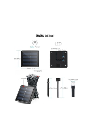 Technojet Solar 50 Ledli 7 Metre Bahçe Aydınlatma Dekorasyon Güneş Enerjili Led Rgb Işık Diğer