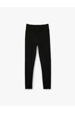 Koton Spor Tayt Basic Yüksek Bel Şardonlu Yumuşak Tuşe Skinny Fit İnterlok Siyah 7wak40028nk