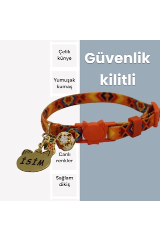 Caramelos Güvenlik Kilitli Kedi Tasması, Isimli Kedi Tasması Trkl