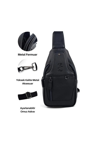 Erkek Siyah Çapraz Askılı Gögüs Ve Omuz Çantası Çapraz Çanta Siyah