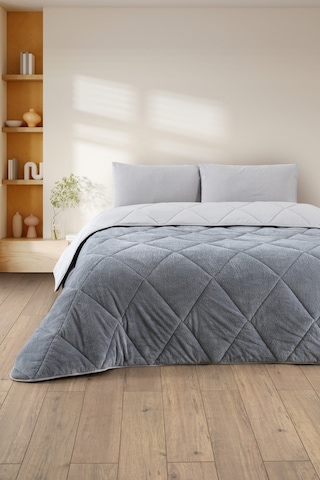 Tek Kişilik Wellsoft Yorgan - Çarşaflı Yastık Kılıflı Uyku Seti Gri