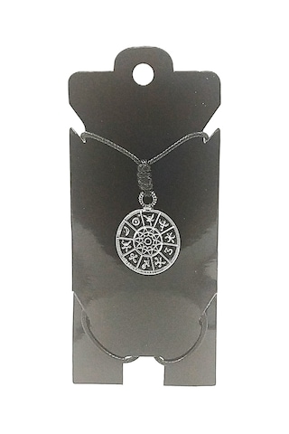 Kore İp Askılı Ve Krom Çelik Kaplamalı Unisex Tribal Kolye Gümüş9